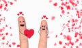 Happy finger couple in love celebrating ValentineÃ¢â¬â¢s day